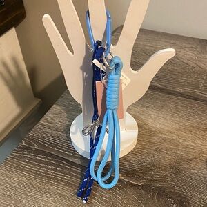 I Am NWT Blue Tones & Bow Key Holder Ring Keychain Bag Charm 9.75” Long